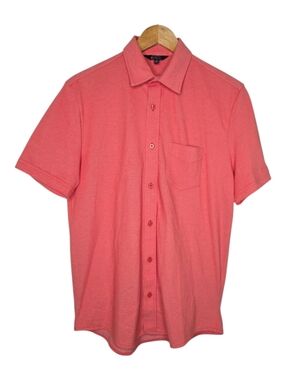 Ben Sherman Mens Preppy Cotton Blend Woven Short Sleeve Button Down Shirt Small